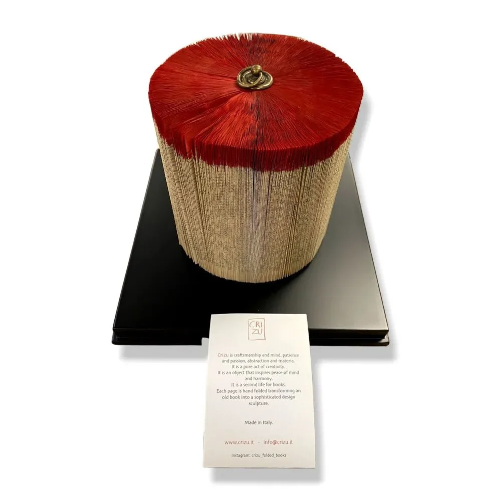 $1150 Crizu Perspex Theca Trunk Red Decorative Folded Book Sculpture Centerpiece